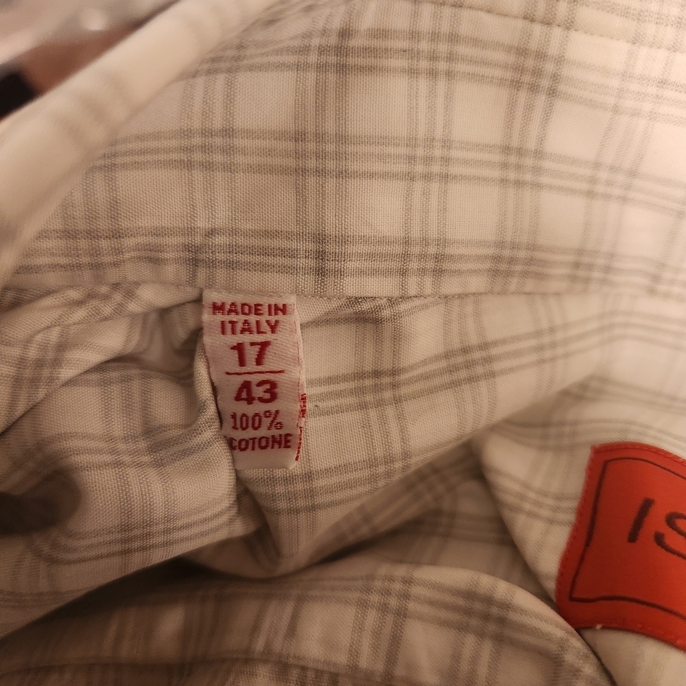 Isaia White and Gray Cotton Checkered Shirt - Picture 5 of 5